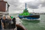 ID 14528 SPARKY (2022/353gt/67dwt/IMO 9909699) the full-size ship handling EV tug, displays her fire-fighting capabilities as we, aboard the preserved steam tug WILLIAM C. DALDY cross the finish line of the...